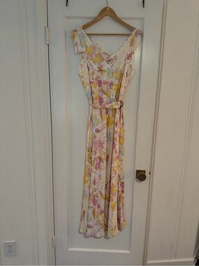 Ted Baker White Maxi Dress with Pink and Yellow Floral Print